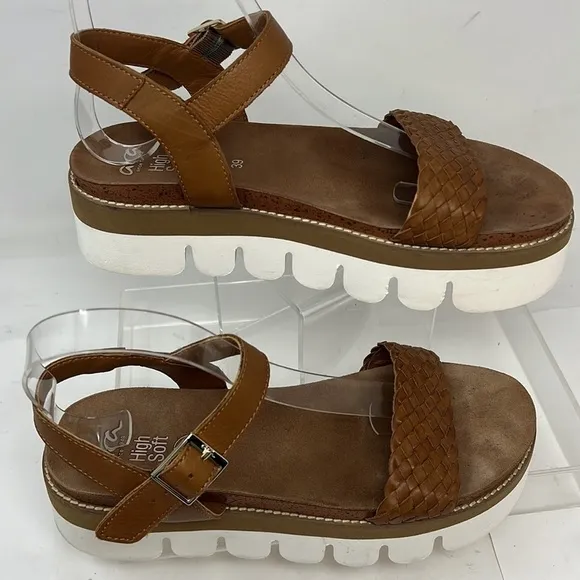 Ara Kopenhagen Sz 39 Platform Cognac Non slip Super Comfortable Sandals