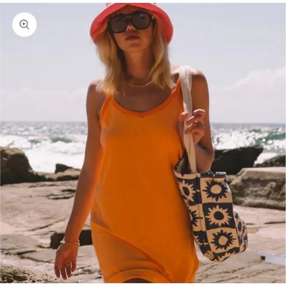Araminta James Terry Tank Mini Dress Womans Small Orange Mango Sleeveless