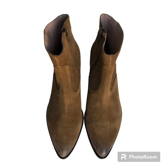 Ash Heidi Bis Brown Brushed Russet Pointed Toe Suede Ankle Boots Booties Women’s