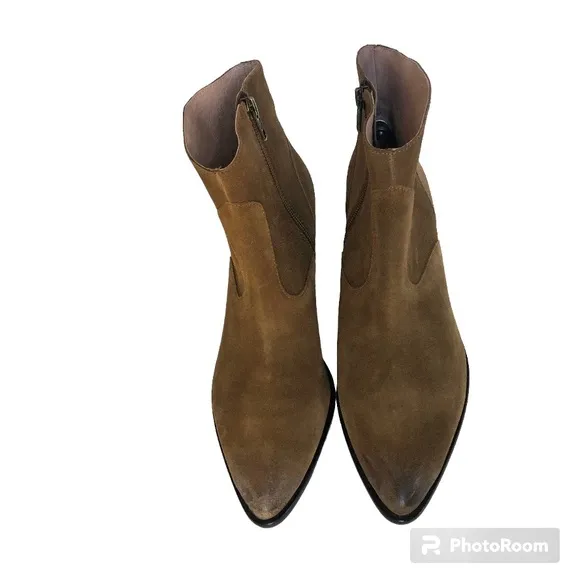 Ash Heidi Bis Brown Brushed Russet Pointed Toe Suede Ankle Boots Booties Women’s
