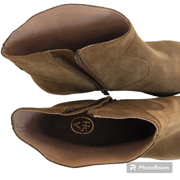 Ash Heidi Bis Brown Brushed Russet Pointed Toe Suede Ankle Boots Booties Women’s