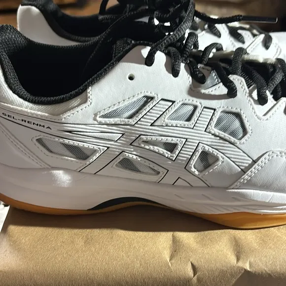 ASICS White and Black Athletic Shoes with Breathable Mesh