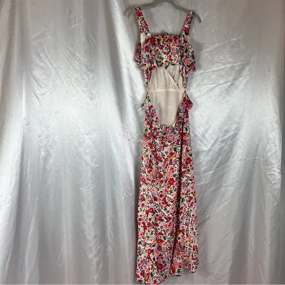 ASTR The Label Wildflower Floral Cutout Midi Dress XS – Sleeveless Open Back
