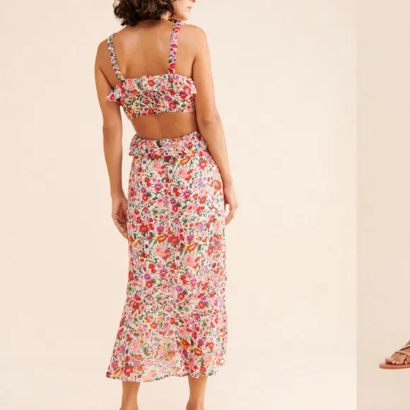 ASTR The Label Wildflower Floral Cutout Midi Dress XS – Sleeveless Open Back