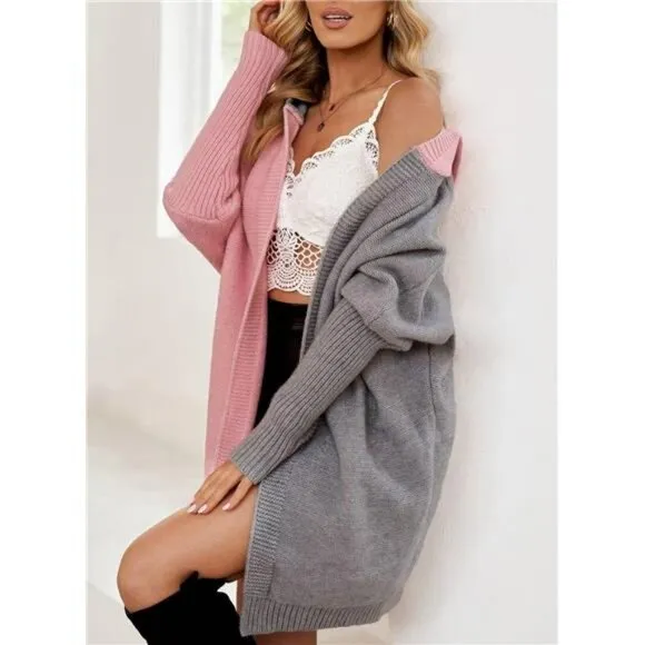 Astylish Women 2024 Open Front Long Sleeve Hooded Knit Cardigan Sweaters Color