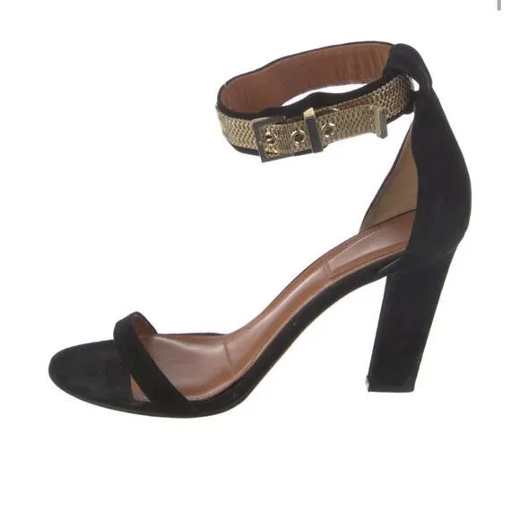 Authentic Givenchy Guiliana Gold Chain Ankle Strap Stiletto Sandals Sz EU 41 EUC