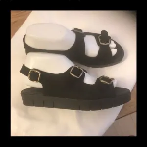 AZALEIA BLACK MICROSUEDE NUBUCK SANDALS.  …