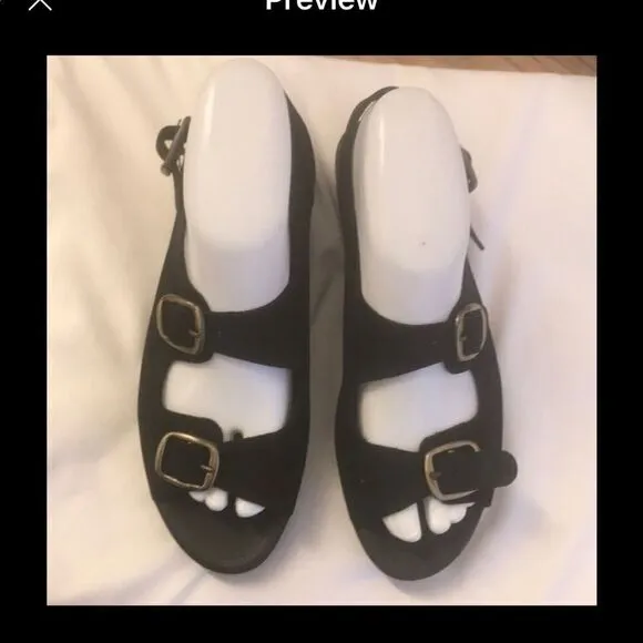AZALEIA BLACK MICROSUEDE NUBUCK SANDALS.  …