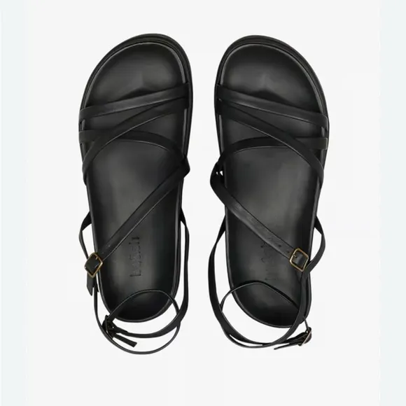 Ba&amp;Sh Chana Leather Black Sandals Size 38 worn once or twice perfect condition