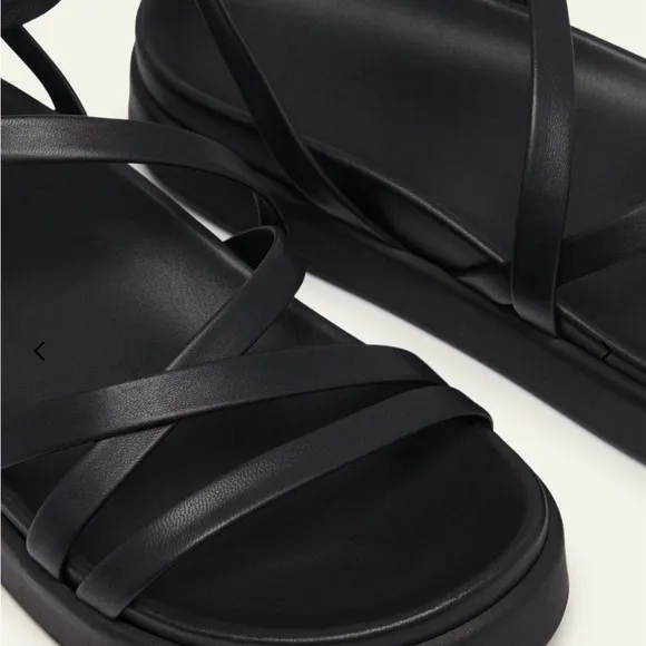 Ba&amp;Sh Chana Leather Black Sandals Size 38 worn once or twice perfect condition
