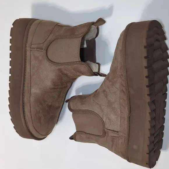 Bacia Slip On Fur Lined Faux Suede Ankle Platform Boots Size 9