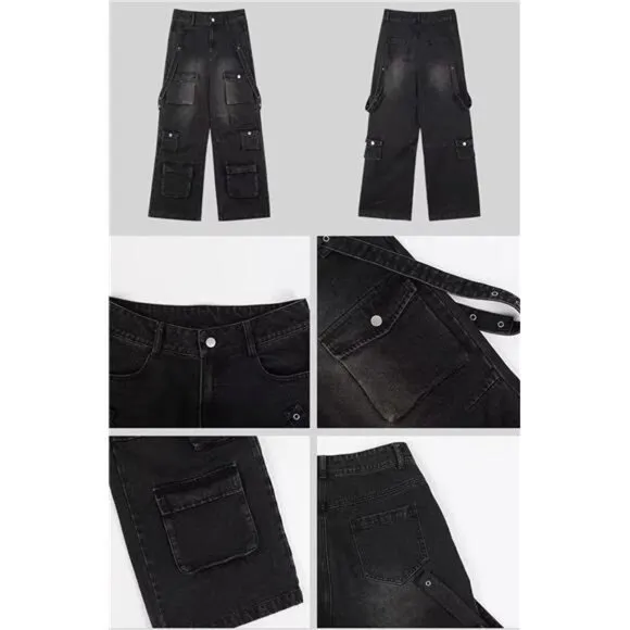 Baggy Cargo Pants Wide Leg Jeans Y2k Hip Hop High Waisted Pants