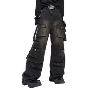 Baggy Cargo Pants Wide Leg Jeans Y2k Hip Hop High Waisted Pants