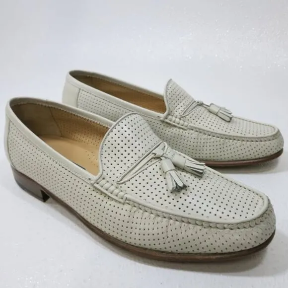 Bally Filgo Perforated Kangaroo Leather Dress Tassel Loafers Men's Shoes 10