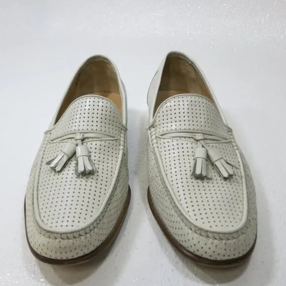 Bally Filgo Perforated Kangaroo Leather Dress Tassel Loafers Men's Shoes 10