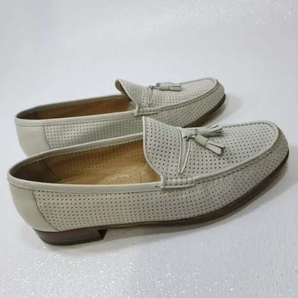 Bally Filgo Perforated Kangaroo Leather Dress Tassel Loafers Men's Shoes 10