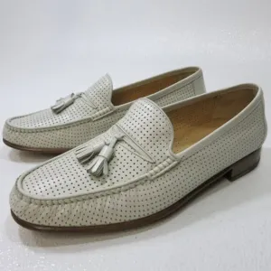 Bally Filgo Perforated Kangaroo Leather Dress Tassel Loafers Men's Shoes 10