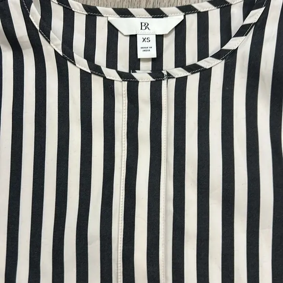 Banana Republic NWOT Poplin LanternSleeve Swing Mini Dress Black/White Stripe XS