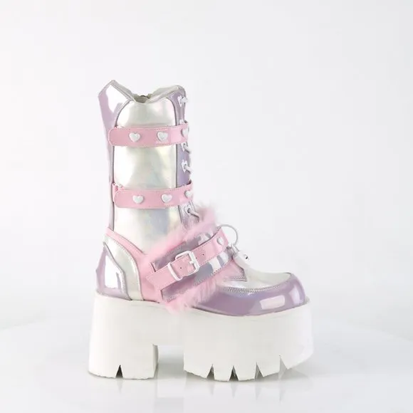 Barbie Core Platform Heart High Heel Lace Up Boots