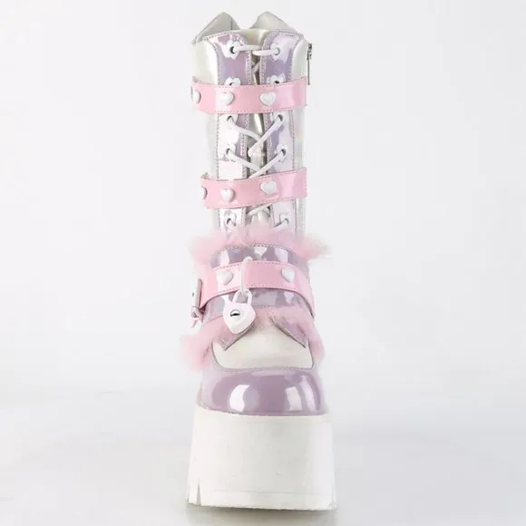 Barbie Core Platform Heart High Heel Lace Up Boots