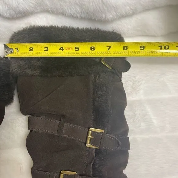 Bare Traps leather suede Brown knee high boots with faux fur lining size7.5M