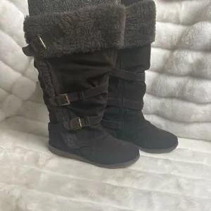 Bare Traps leather suede Brown knee high boots with faux fur lining size7.5M