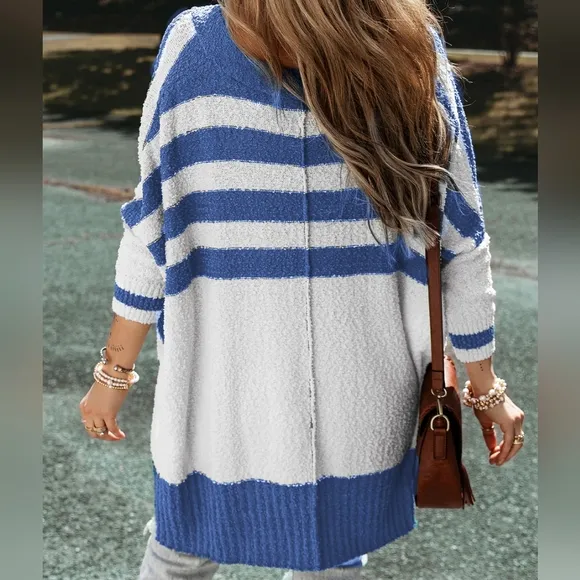 Batwing Cascade Striped Cardigan