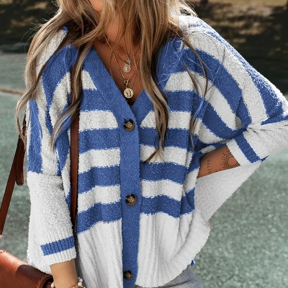 Batwing Cascade Striped Cardigan