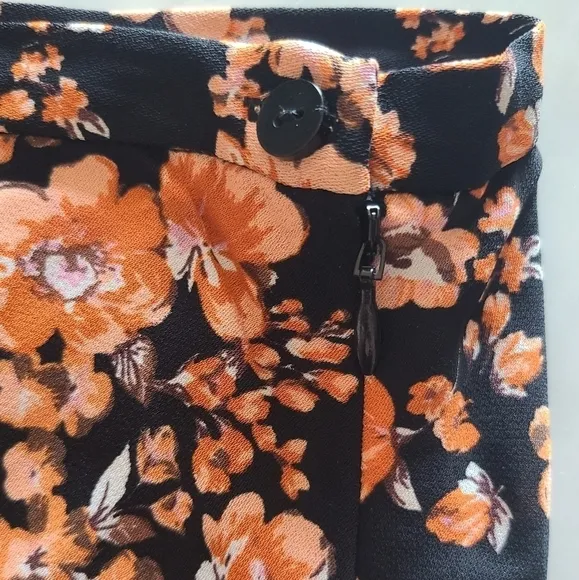 Baum und Pferdgarten Sanne Floral Midi Skirt, Size 10, Black | Orange, NWT