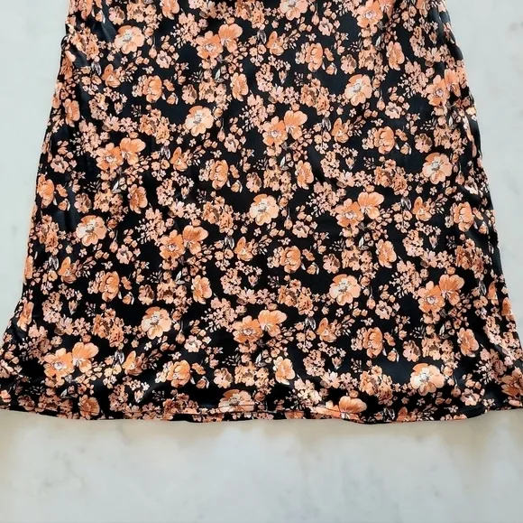Baum und Pferdgarten Sanne Floral Midi Skirt, Size 10, Black | Orange, NWT