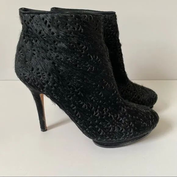 BcbgMaxazria Ven Fur Black Ankle Boots 9.5
