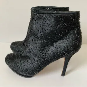 BcbgMaxazria Ven Fur Black Ankle Boots 9.5
