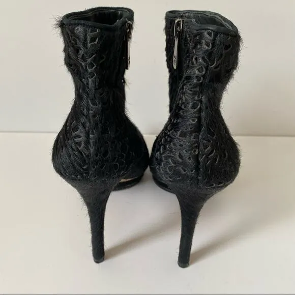 BcbgMaxazria Ven Fur Black Ankle Boots 9.5