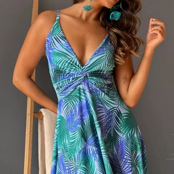 Beachy Blooms Cami Dress - Blue