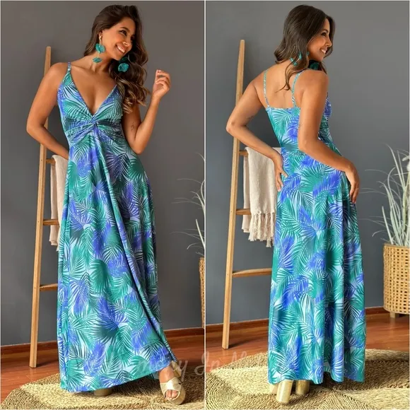 Beachy Blooms Cami Dress - Blue