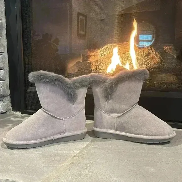 BEARPAW Betsey Shearling Suede Boots,never wet,wool blend,sheepskin,faux fur 5