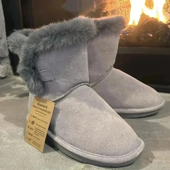 BEARPAW Betsey Shearling Suede Boots,never wet,wool blend,sheepskin,faux fur 5