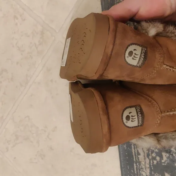 Bearpaw Boots Suede Faux Fur Wool Lining Size 3 Youth Warm Winter Fall Kids