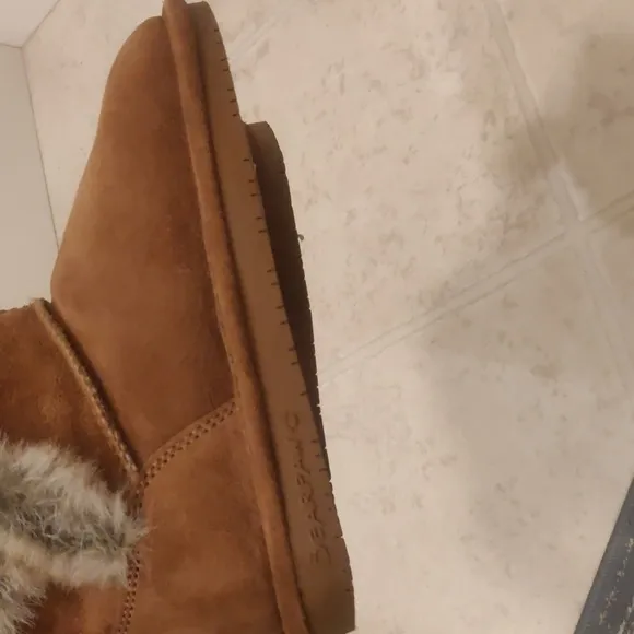 Bearpaw Boots Suede Faux Fur Wool Lining Size 3 Youth Warm Winter Fall Kids