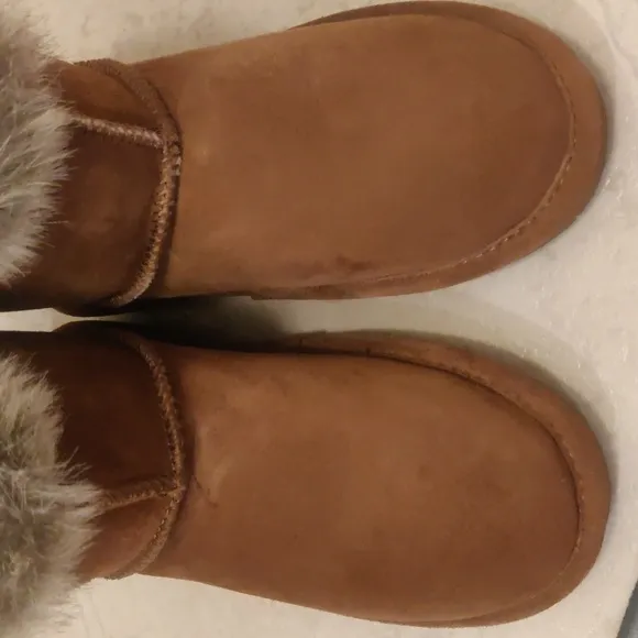 Bearpaw Boots Suede Faux Fur Wool Lining Size 3 Youth Warm Winter Fall Kids