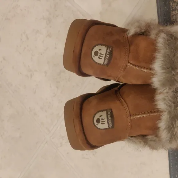 Bearpaw Boots Suede Faux Fur Wool Lining Size 3 Youth Warm Winter Fall Kids