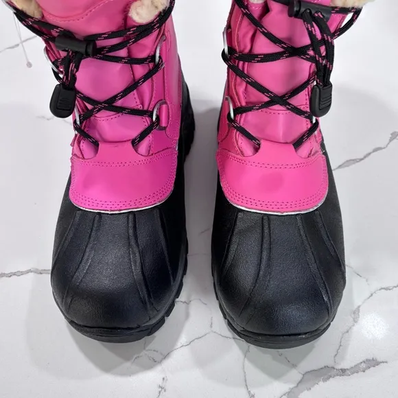 BearPaw | Girls Leather Pink Faux Fur Winter Snow Boots Size 5