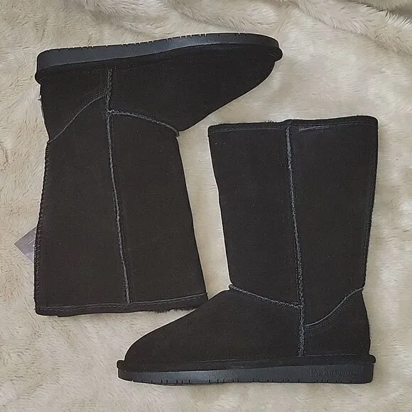 BEARPAW EMMA 610W/BLACK II FAUX FUR BOOTS, SIZE 7 - NEW IN BOX