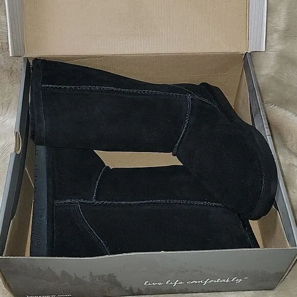 BEARPAW EMMA 610W/BLACK II FAUX FUR BOOTS, SIZE 7 - NEW IN BOX