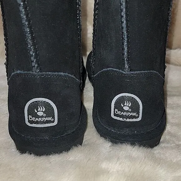 BEARPAW EMMA 610W/BLACK II FAUX FUR BOOTS, SIZE 7 - NEW IN BOX