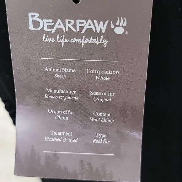 BEARPAW EMMA 610W/BLACK II FAUX FUR BOOTS, SIZE 7 - NEW IN BOX