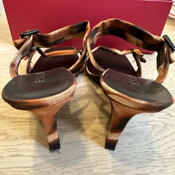 Beautiful and very comfortable pair of Escada Animal Print fabric Wedge Sandals!