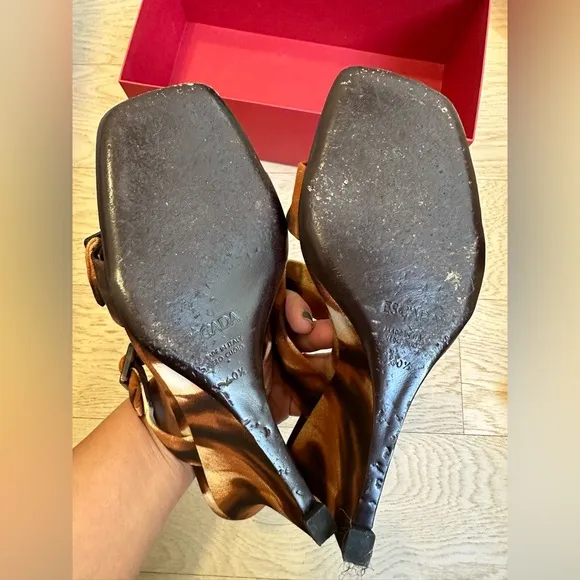 Beautiful and very comfortable pair of Escada Animal Print fabric Wedge Sandals!