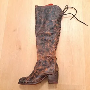 Bed Stu Brown Tan 100% Vegetable Tanned Leather Tall Lace Up Cobbler Boots Sz 7