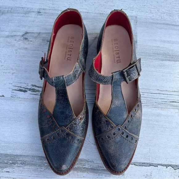 Bed Stu Jenny F320004 Brown Leather Hook &amp; Loop Mary Jane Shoes Women’s Size 9